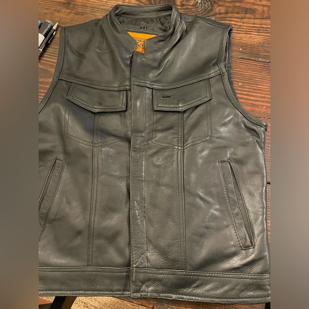 Biker leather vest